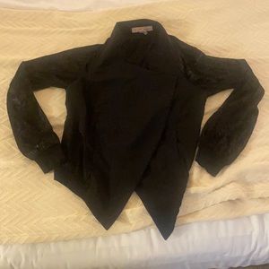 BCBG Sz XXS Black Jacket with Shiny Velour Sleeves
